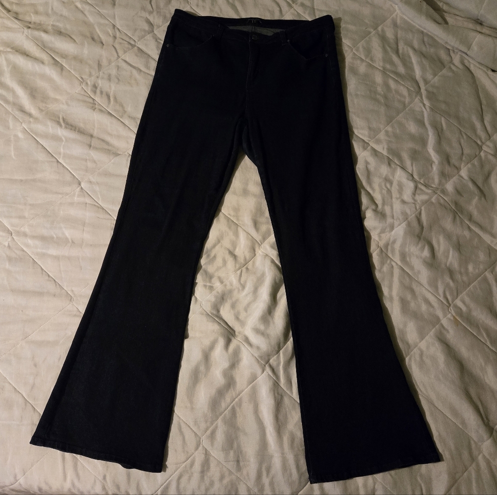 Dark Indigo Flared Jeans Price Firm